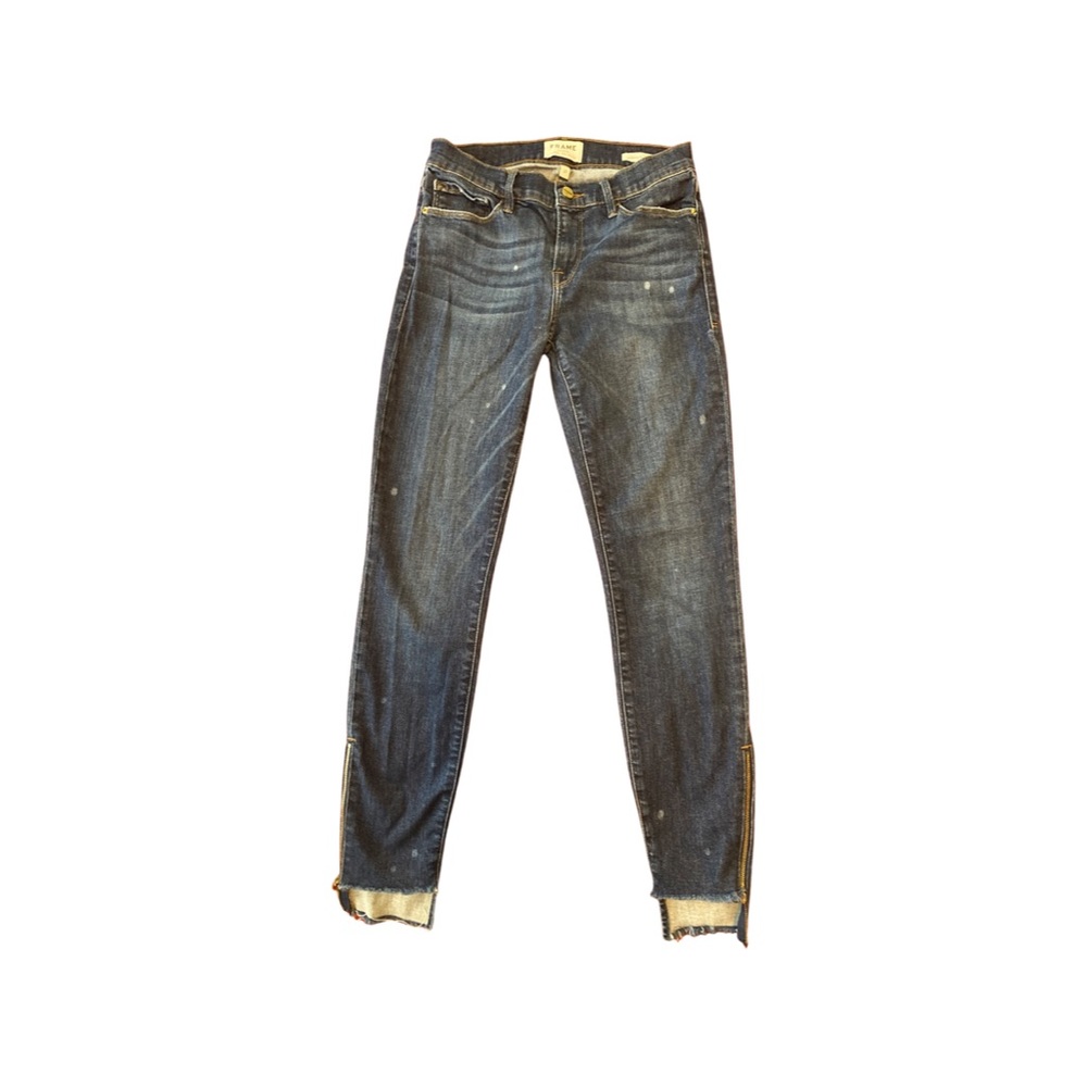 FRAME Le Skinny De Jeanne Raw Hem Zipper Ankle Jeans